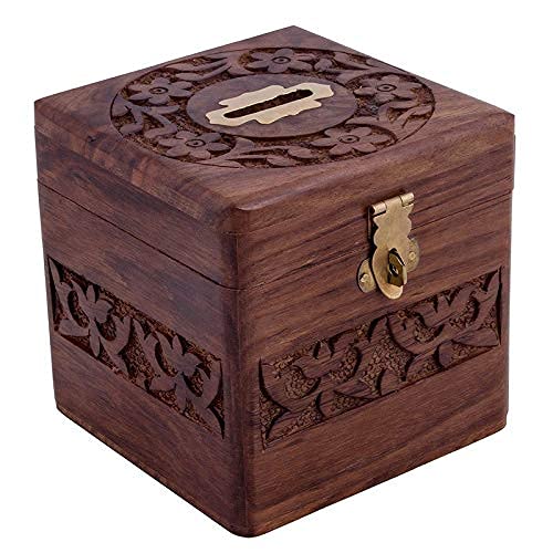 AS Wooden Handicraft Handmade Wooden Mini Square Shape 4 Inches Money Bank Safe Kids/Saving Box Piggy Bank With Lock And Key, Modern (B0BGCQ3P3Q) Amazon Price History, Amazon Price Tracker