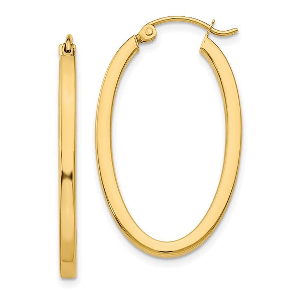 14K Gold Oval Hoop Earrings