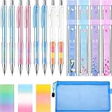 20 Pieces 0.9mm Mechanical Pencil Set, Include 8 Pieces 0.9 mm Automatic Pencil, 8 Pieces 2B Lead Refills, 3 Pieces Erasers and Pencil Bag for Writing Drawing Crafting