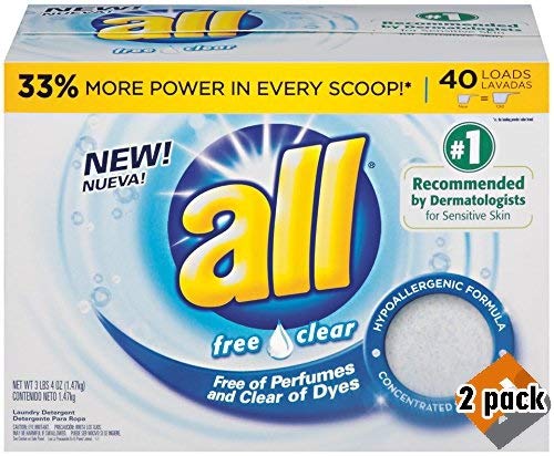 all Powder Laundry Detergent, Free Clear for Sensitive Skin, 52 Ounces, 40 Loads - 2 Pack