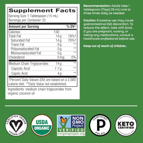 Nature's Way Organic MCT Oil, Brain and Body Fuel*, Keto & Paleo, 16 Fl Oz - image 7