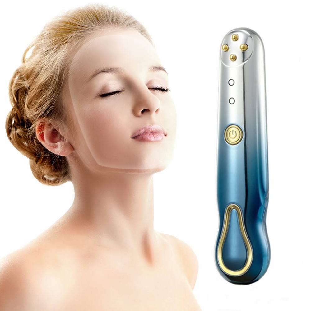 Varipos Eye Beauty Device EMS Eye High Frequency Vibration Massager Portable RF Anti-Wrinkle face Skin Tightening Device (Blue)
