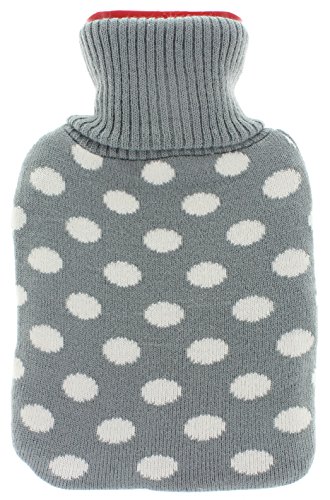 Wärmflasche mit Strickbezug DOTS grey für ca. 1 Liter Cover