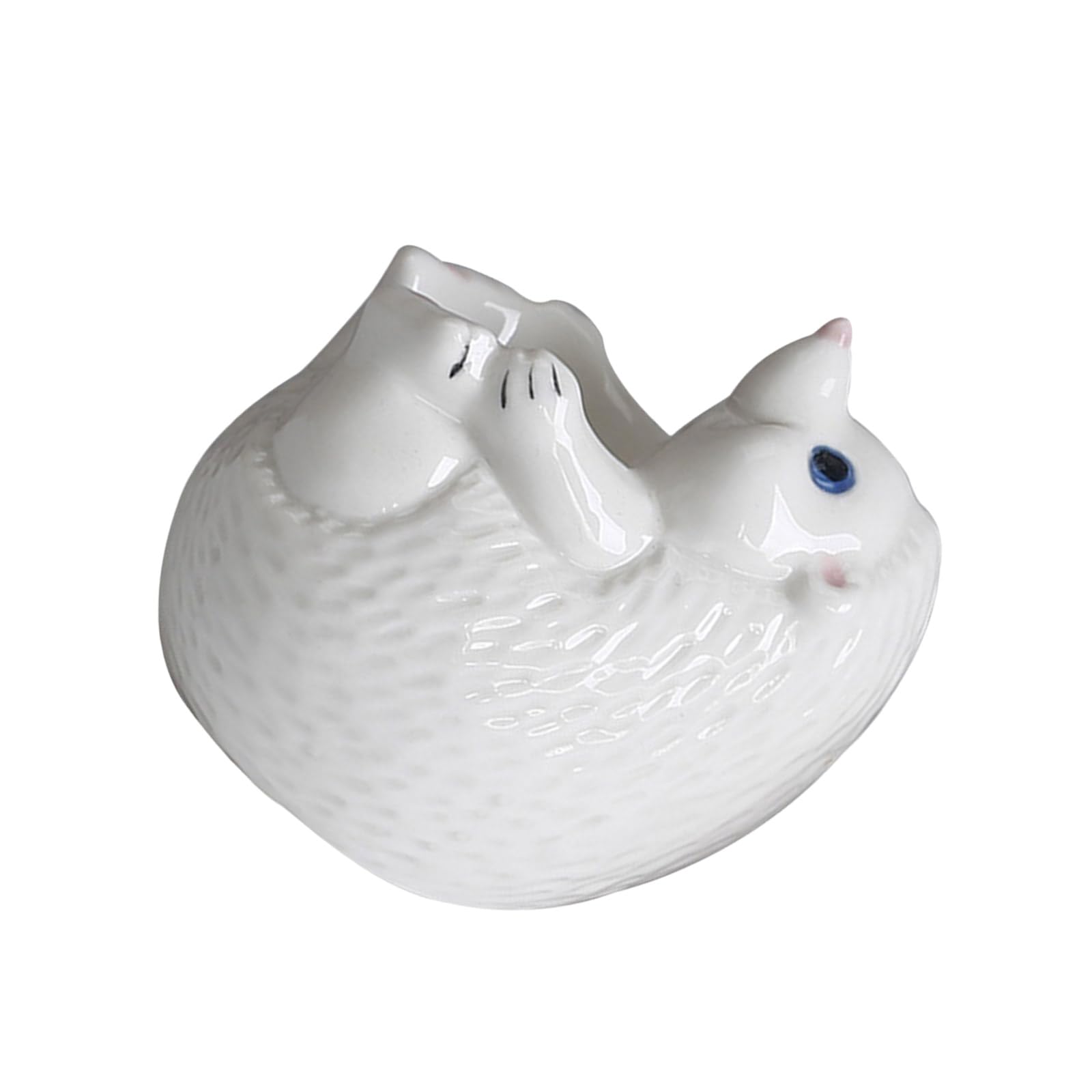 Kalttoy White Multipurpose Animal-Shaped Eggs Cup Heatproof Ceramic Hedgehogs Statue Kitchenware & Bonsai Planter Family Essentials Ceramic Eggs Cup For Kids Breakfast