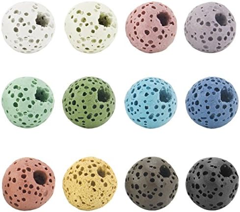 BEADNOVA 8mm Colorful Lava Rock Stone Gemstone Semi Precious Stone Beads Round Loose Beads for Jewelry Making Findings Accessories (240pcs, Assorted Colors Box Set)