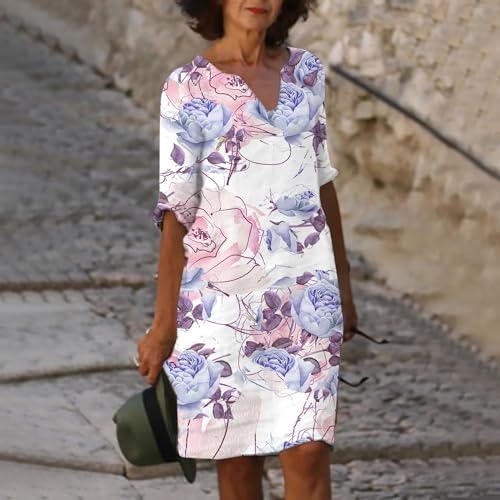Robe de soleil violette à manches courtes style décontracté - 2