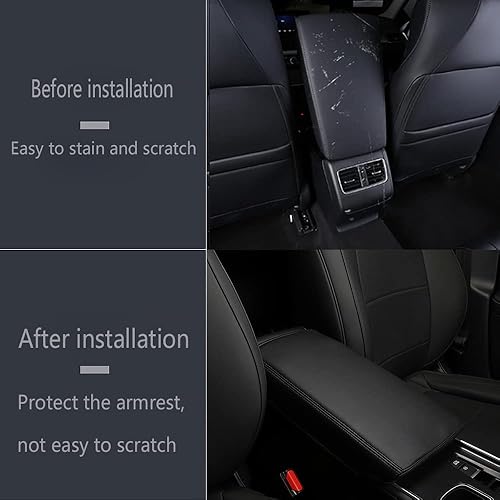 Miniatura 8 de BEERTE Fundas de consola central para reposabrazos de automóvil para Toyota RAV4 2019-2025, funda negra para reposabrazos de automóvil, resistente a