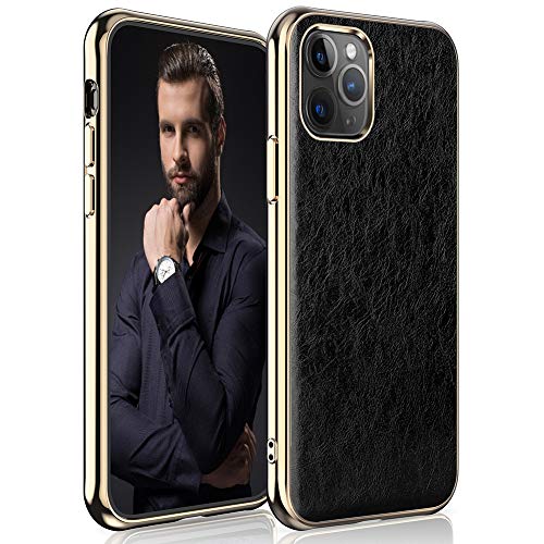 LOHASIC Phone 11 Pro Max Case, Premium Leather Luxury Thin Slim Soft Non-Slip Grip Flexible Bumper Shockproof Full Body Protective Cover Phone Cases 6.5 inch - Black