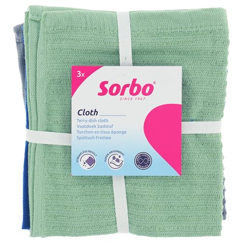 Sorbo Paños de Cocina de Rizo, paños de Limpieza de Cocina, Paquete de 3 paños de Cocina súper absorbentes para una Limpieza sin Rayas en el hogar, Cada paño Mide 35 cm x 35 cm