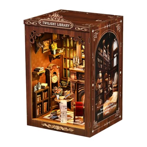 Puzzle 3D bois bibliothèque vintage serre-livres LED premium