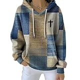 Women's Casual Autumn Faith Contrast Color Square Striped Cardigan Hoodie Fall...