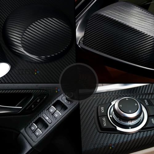 Image of Self Adhesive 4D Vinyl Carbon Fiber Textured Sheet Roll for Cars and Motorcycles, Interior /Exterior DIY Decoration | Black Carbon Fiber || (2 x 4 Ft, Carbon Wrap Film)