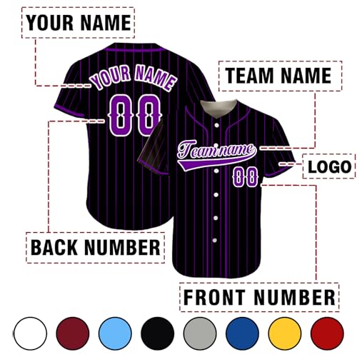 Custom Stripe Baseball Jersey - Camiseta deportiva personalizada para hombres y mujeres miniatura 4