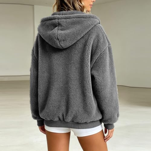 Fleece Jacket Women Zip Up Plus Size Casual Long Sleeve Cozy Warm Hoodie - image 6