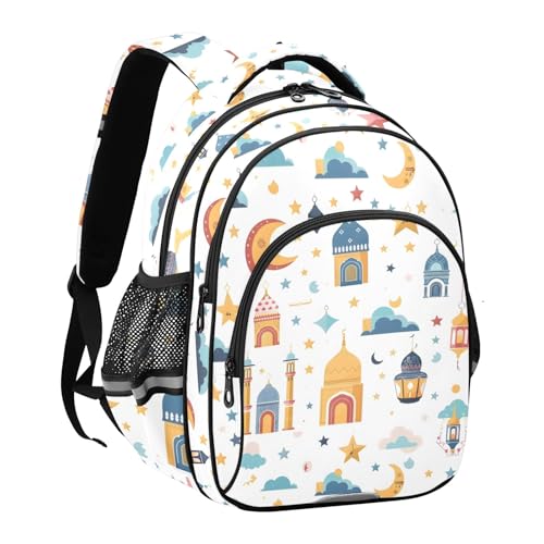 Travel Backpack Islamic Background Traditional Lantern Star and House Casual Daypack for Weekender Trip2