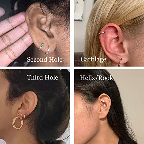 SWEETV 925 Sterling Silver Huggie Hoop Earrings for Women Girls-Tiny Small Cartilage Hoop Earring3