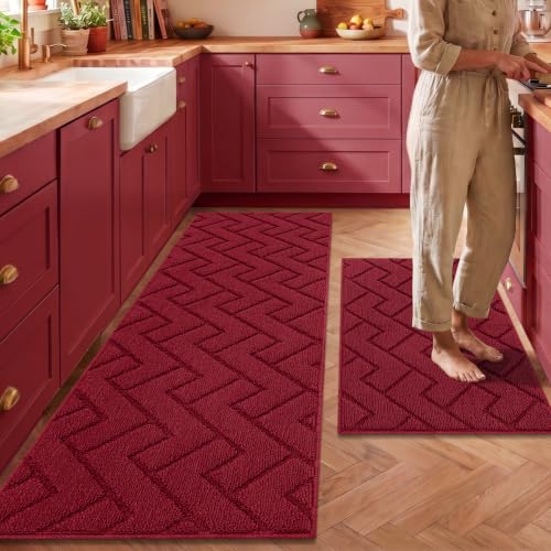 Image of hicorfe Kitchen Runner Rug,20 inchx59 inch+20 inchx32 inch Kitchen Set,Non-Slip Kitchen Mat