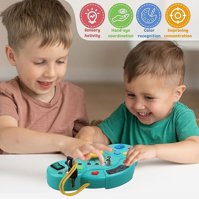 Image of Montessori Busy Board, Baby & Toddler Toys for 1-3 Years Old- Baby Sensory Board-Sensory Educational Toys for Toddler (Style 03 Blue)