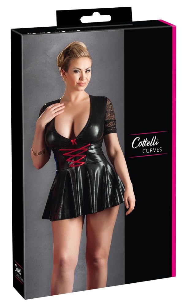Cottelli CollectionWomen's Plus Sexy Lace Up Mini Dress Wetlook