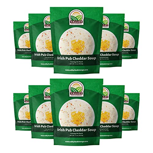 Image of Valley Food Storage Irish Pub Cheddar Potato Soup 10-Bag Bucket, 50 Servings | Premium Non-GMO Emergency Food Supply with 25 Year Shelf Life | Survival Meals, Prepper Food, Camping & Off-Grid Supplies
