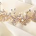 BABEYOND Bridal Headpiece Handmade Wedding Hair Vine Bead Crystal Floral Leaf Headband with Lace Ribbon