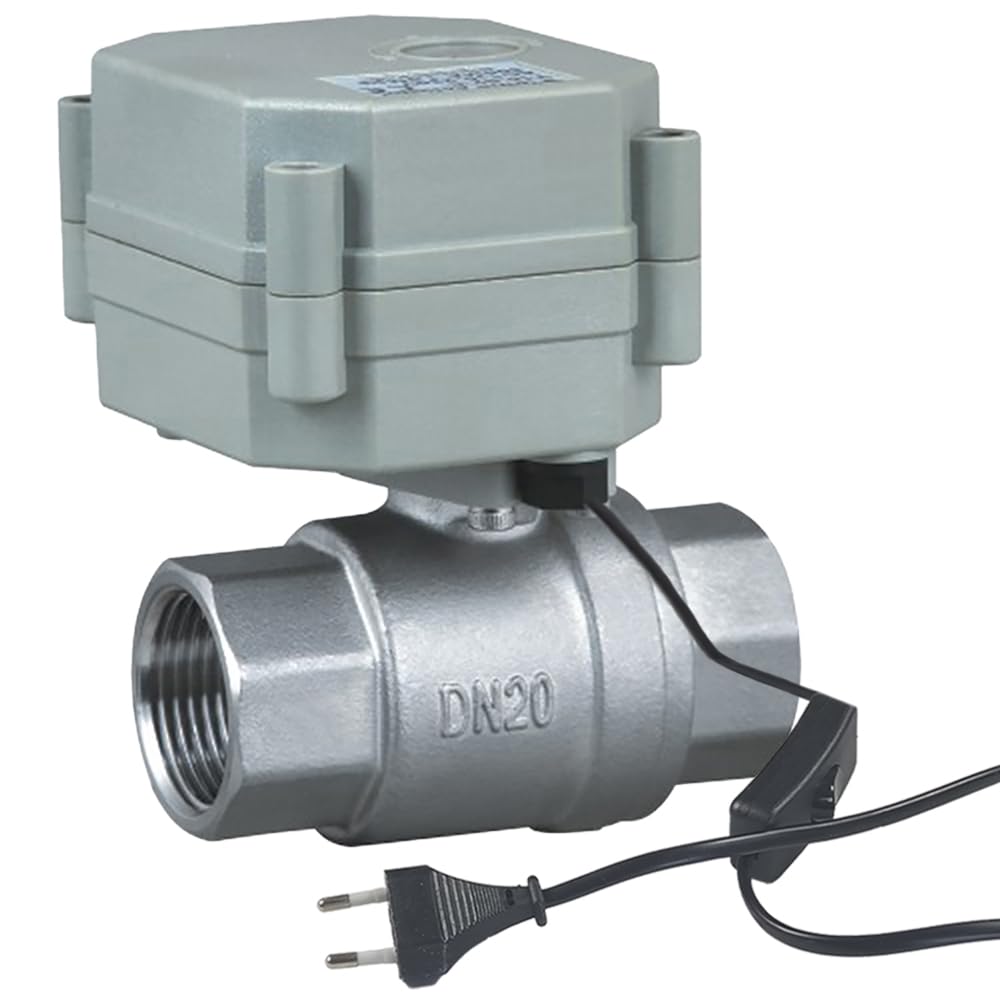 3/8" AC110-230V Acciaio inossidabile normalmente chiuso valvola a sfera elettrica，Con spina standard UE a 2 pin