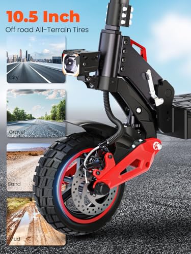 Image of Escooter 1600W Electric Scooter Adults - 31 mph & 29-34 Miles Long Range Fast Escooter with 10.5 inch Off-Road Tires, Dual Brake Full Suspension All-Terrain Electric Scooters for Teens Gifts