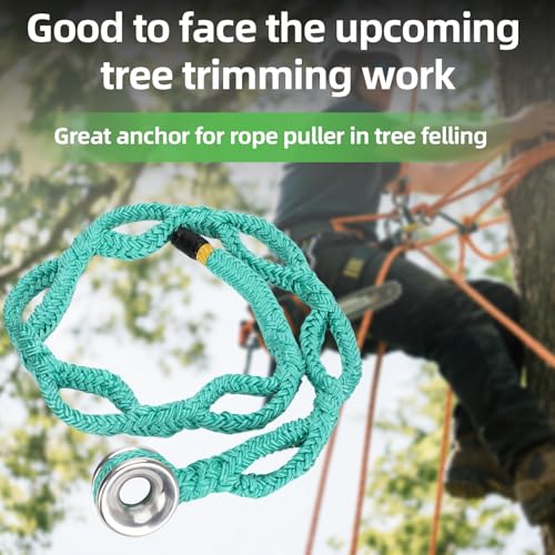Rigging Ring Sling Rope 40203, 3/4” × 6' Arboart Rope Sling with 28mm Inner Diameter Aluminum Rigging Ring, 7-Pocket Regulate, 12 Strand Green Polyester, 14600 Lbs Mbs by JOYTRADE - Image 2
