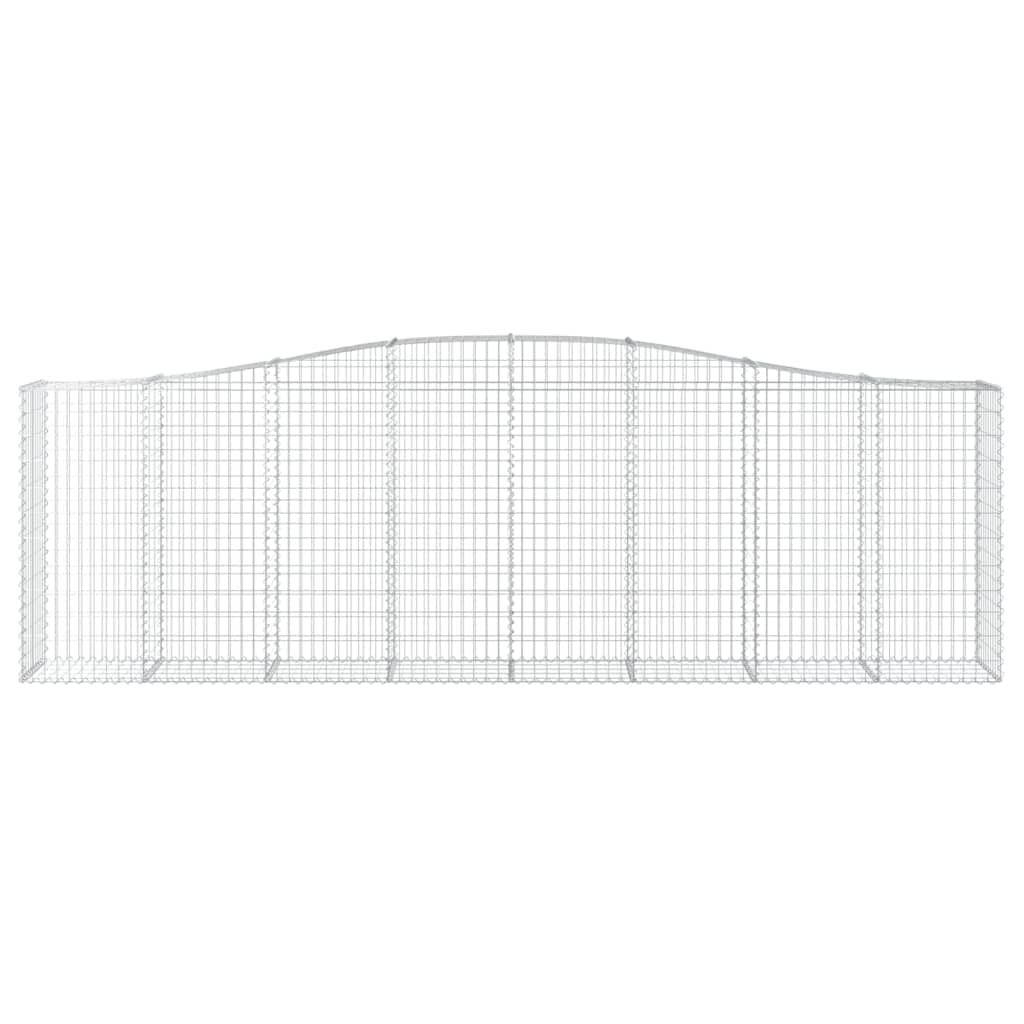 Gavión con arco alto, 400 x 50 x 120/140 cm, cesta de piedra de hierro galvanizado, resistente pared de gavión para jardín y terraza, cesta de alambre decorativa como protección visual y