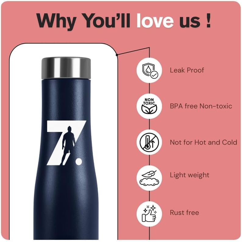 Caspian Aqua Customised Stainless Steel Water Bottle 1L, with Logo Print - Personalised Water Bottle with Your Name Print for Kids Girls Boys Office School Gym- Perfect for Corporate Gifting R-Blue