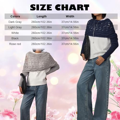 Hand-Knitted Scarf with Sleeves for Women, Knitted Cable Wrap, Shrugs for Women, Knitted Wrap Shrug Sweater2