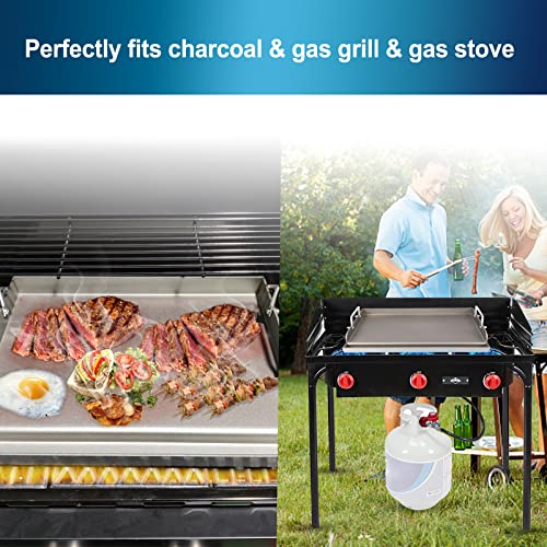 image for Uniflasy Cast Iron Griddle for Gas Grill Flat Top Griddle Insert for O