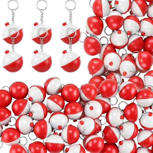 Libima 24 Pcs 2'' Bobber Stress Ball Keychains Fishing Party