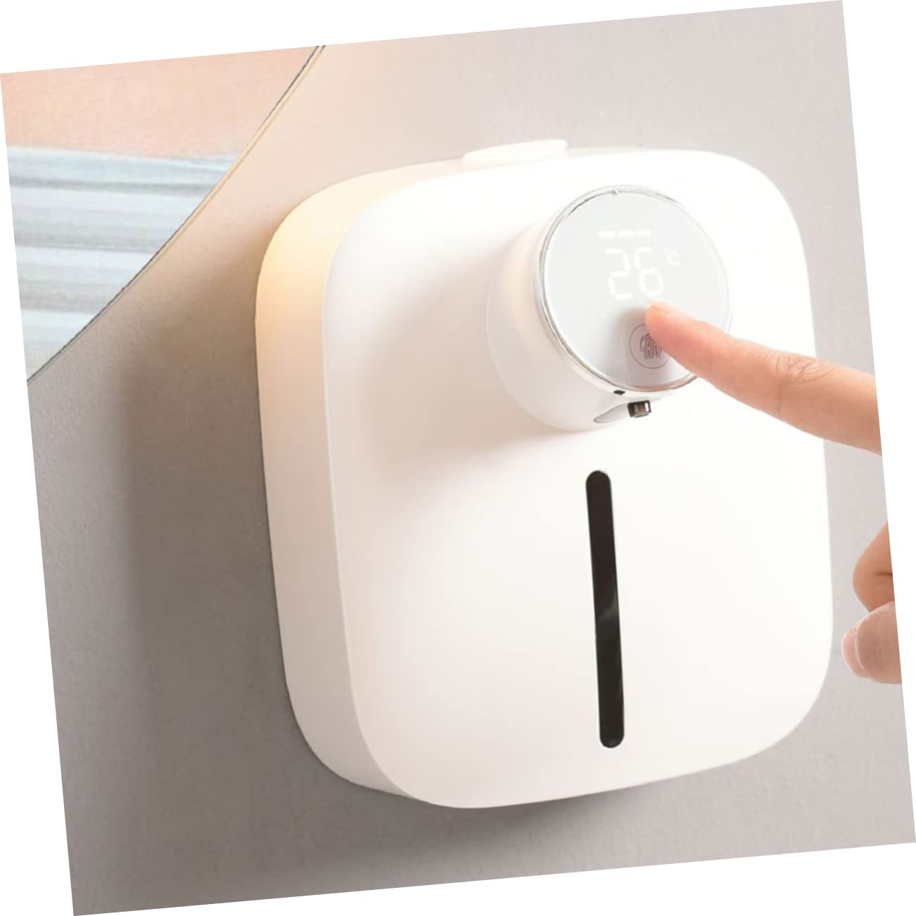 HOMSFOU Automatischer Seifenspender Kleiner Seifenspender Wiederaufladbarer Wandmontierter Schaumspender Schaumseife Berührungslos Wandseifenspender USB X101 Weiß Abs