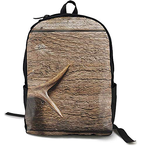 Preisvergleich Produktbild Schulranzen,Hirschgeweih Auf Holz Tisch Rustikale Textur Oberfläche Jagdsaison Schultasche Reisetasche Daypack Umhängetasche