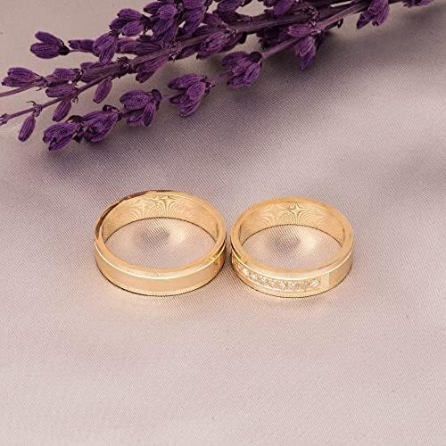 Conjunto de anillos de boda Chapado en oro de 14 quilates Conjunto de alianzas de boda a juego Conjunto de anillos de bodas de plata personalizados para hombre y mujer