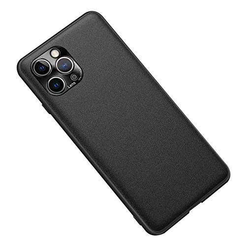 Luhuanx Funda para iPhone 12 Pro Max, iPhone 12 Pro Max funda 5G, piel de calidad con lente de metal completo, funda para iPhone 12 Pro Max (negro) Cover