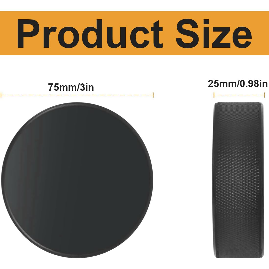 EIHI 2 Pièces Pucks de Hockey de Pratique,Diamètre 3 Pouces/Épaisseur 1 Pouce,Légères Rondelles de Hockey en Mousse pour Entraînement et Entraînement Classique,Intérieur et l'extérieur(Noir)