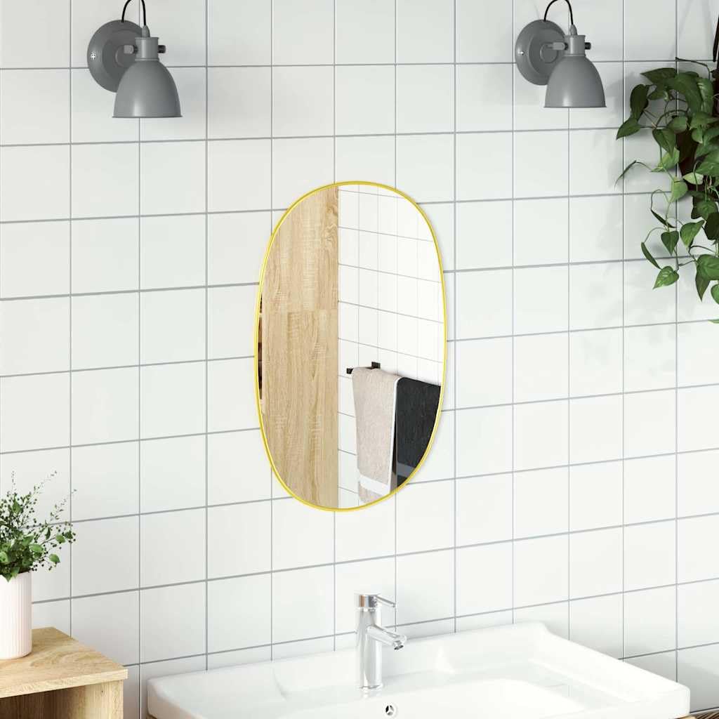 Espejo de pared dorado de 60 x 40 cm, espejo de baño rectangular, marco de PVC duradero, reflectante, fácil de montar, para dormitorio, pasillo, sala de estar