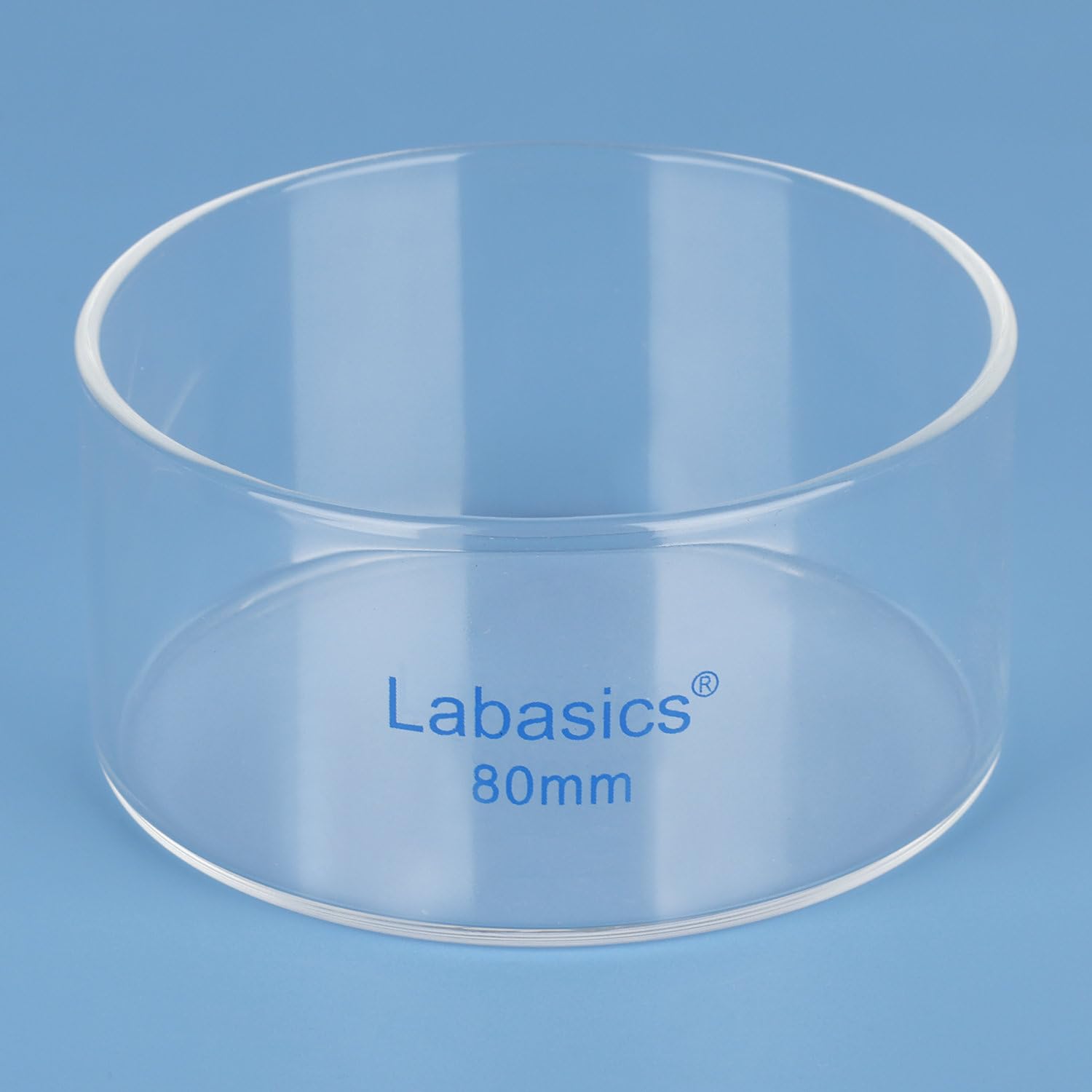 Labasics Piatto Cristallizzante, Fondo Piatto Senza Beccuccio in Vetro Borosilicato Spesso ad Alta Resistenza per Cristallizzazione ed Evaporazione, Diametro Esterno 80 mm, Capacità 100 ml