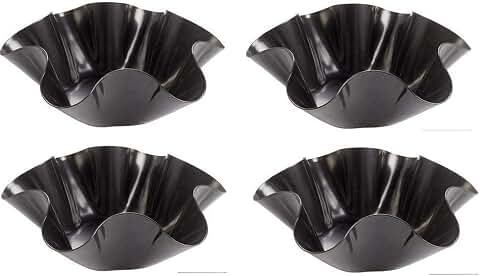 Chefcaptain Tortilla Pan Set Non Stick Steel Taco Salad Bowl Makers Tortilla Shell Maker Extra Thick Steel Set of 4