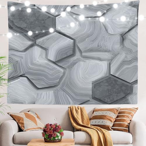 Tapisserie sédimentaire en tissu premium motif de pierre grise géométrique pour salon