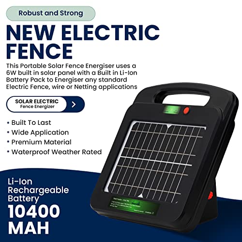 My Animal Command Solar Powered Electric Fence Charger 5 Km 0.25 Joules Output (9-11KV) Electric Fence Energizer Containment & Protection of Livestock, Horses, Cattle Sheep, Pets Easy Installation