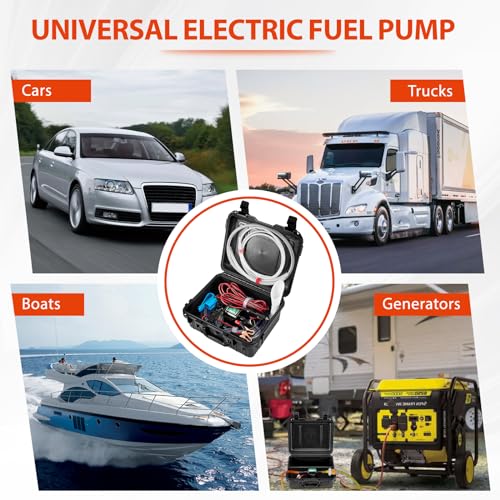 CarBole 12V Fuel Transfer Pump 30 Gallons Per Hour, Universal for Vehicles, Cars, Trucks, Motorcycle, ATVS, UTVS, Boats, for Gasoline Diesel
