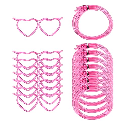 Set de 8 pitillos de plástico divertidos color rojo rosa miniatura 1