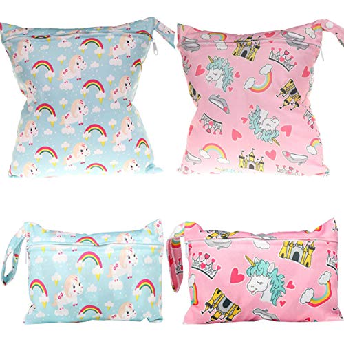 Liuer Luiertas, luiertas, wettas, neuszakken, herbruikbaar, vochtige doeken, organizer, tas, baby, waterdicht, wasbaar, met ritssluiting, voor baby's, peuters, luiers, reizen, gym, strand, zwembad (4 stuks)