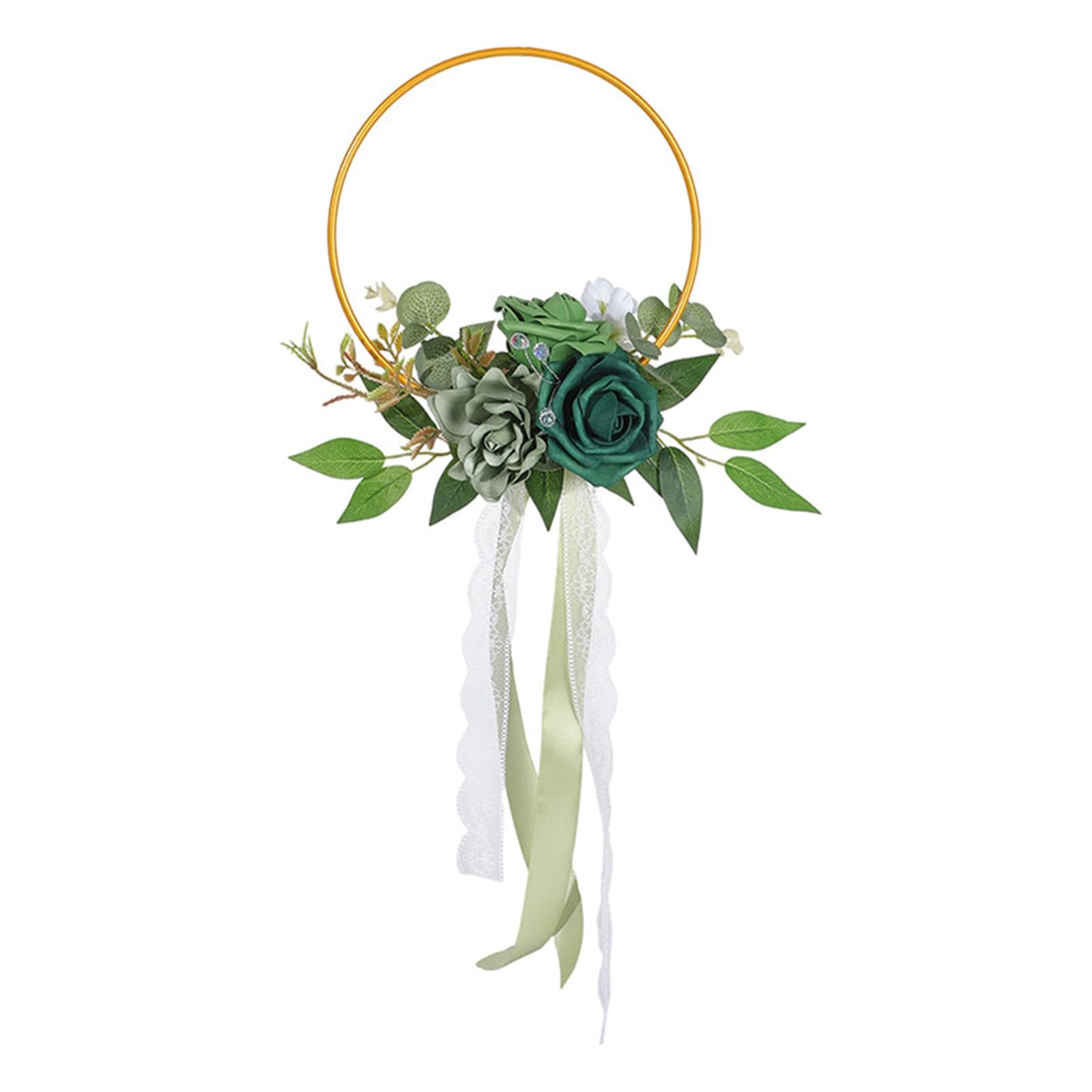 Realistic Artificial Rose Wreath with Iron Frame Floral Garland for Home Wedding Decor Rose Iron Wreath