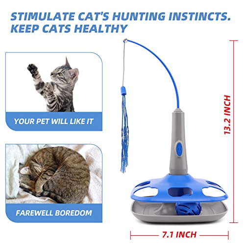Tivinipet Electric Motion Ball And Tassel Teaser Cat Toy, 2 In 1 Automatic Self Play Interactive Cat Toy, Funny Exercise Hunt Chase Flutter Rotating Kitten Toys With Replacement Teaser #TOP3