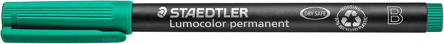 STAEDTLER Lumocolor Universal Pen, Broad Chisel, Felt Tip, Permanent Marker, 2.5mm, Green 314-5