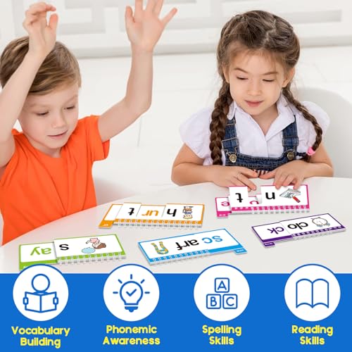SkilLify Word Family Build Book, 40 Read and Rhyme Flip Books, Learn to Read Phonics Flash Cards, Sight Words Flash Cards Kindergarten Flip Books for Kids Homeschool Preschool Learning Activities - Image 5